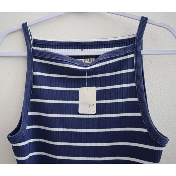 We The Free x Free People OB2223527 Women Sz L Navy Combo Mia Tank-Yd Stripe Top - Picture 5 of 12